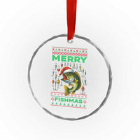 Funny Merry Fishmas Ugly Sweater Crystal Glass Ornament Fisherman Christmas Gift TS12