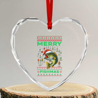 Funny Merry Fishmas Ugly Sweater Heart Crystal Glass Ornament Fisherman Christmas Gift - Wonder Print Shop