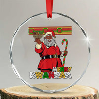 Funny Merry Kwanzaa Christmas Crystal Glass Ornament African American Black Santa Kinara Candles TS11