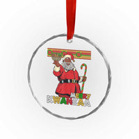 Funny Merry Kwanzaa Christmas Crystal Glass Ornament African American Black Santa Kinara Candles TS11