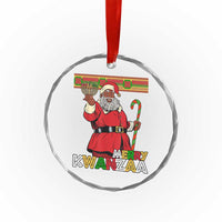 Funny Merry Kwanzaa Christmas Crystal Glass Ornament African American Black Santa Kinara Candles - Wonder Print Shop