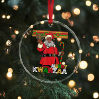 Funny Merry Kwanzaa Christmas Crystal Glass Ornament African American Black Santa Kinara Candles - Wonder Print Shop