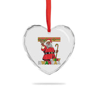 Funny Merry Kwanzaa Christmas Heart Crystal Glass Ornament African American Black Santa Kinara Candles - Wonder Print Shop