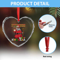 Funny Merry Kwanzaa Christmas Heart Crystal Glass Ornament African American Black Santa Kinara Candles - Wonder Print Shop