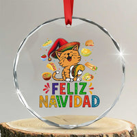 Funny Mexican Cat Christmas Crystal Glass Ornament Feliz Navidad Sombrero Kitty Xmas TS14