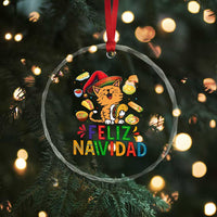 Funny Mexican Cat Christmas Crystal Glass Ornament Feliz Navidad Sombrero Kitty Xmas TS14