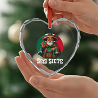 Funny Mexican Christmas 67 Heart Crystal Glass Ornament Seis Siete Santa In Mexico - Wonder Print Shop