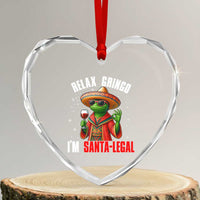 Funny Mexican Christmas Heart Crystal Glass Ornament Relax Gringo I Am Legal - Wonder Print Shop