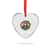 Funny Mexican Santa Heart Crystal Glass Ornament Cholo Claus Christmas in Mexico - Wonder Print Shop