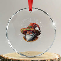 Funny Mexico Xmas Crystal Glass Ornament Santa Sombrero Feliz Navidad TS09