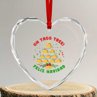 Funny Mexico Xmas Heart Crystal Glass Ornament Oh Taco Tree Tacos Lover - Wonder Print Shop