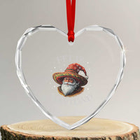 Funny Mexico Xmas Heart Crystal Glass Ornament Santa Sombrero Feliz Navidad - Wonder Print Shop