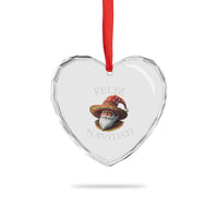 Funny Mexico Xmas Heart Crystal Glass Ornament Santa Sombrero Feliz Navidad - Wonder Print Shop