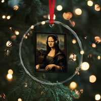 Funny Mona Lisa Bass Face Crystal Glass Ornament Vintage DJ Producer Music Lover Gift
