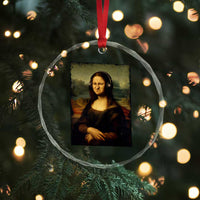 Funny Mona Lisa Bass Face Music Lovers DJs Crystal Glass Ornament