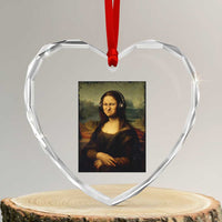 Funny Mona Lisa Bass Face Music Lovers DJs Heart Crystal Glass Ornament