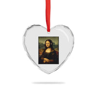 Funny Mona Lisa Bass Face Music Lovers DJs Heart Crystal Glass Ornament