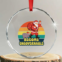 Funny Moo Deng Christmas Crystal Glass Ornament Become Ungovernable Xmas Santa TS11