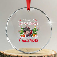 Funny Moo Deng Christmas Crystal Glass Ornament I Want A Hippopotamus For Christmas Santa Baby Pygmy TS11