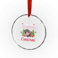 Funny Moo Deng Christmas Crystal Glass Ornament I Want A Hippopotamus For Christmas Santa Baby Pygmy TS11