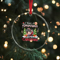 Funny Moo Deng Christmas Crystal Glass Ornament I Want A Hippopotamus For Christmas Santa Baby Pygmy TS11