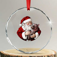 Funny Moo Deng Christmas Crystal Glass Ornament Santa Cute Hippo Zoo Meme Baby Pygmy TS11