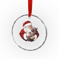 Funny Moo Deng Christmas Crystal Glass Ornament Santa Cute Hippo Zoo Meme Baby Pygmy - Wonder Print Shop