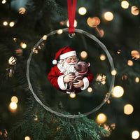 Funny Moo Deng Christmas Crystal Glass Ornament Santa Cute Hippo Zoo Meme Baby Pygmy TS11