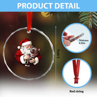 Funny Moo Deng Christmas Crystal Glass Ornament Santa Cute Hippo Zoo Meme Baby Pygmy TS11