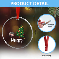 Funny Moo Deng Christmas Crystal Glass Ornament What Santa Cute Hippo Zoo Meme Baby Pygmy Xmas Tree TS11