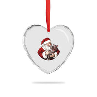 Funny Moo Deng Christmas Heart Crystal Glass Ornament Santa Cute Hippo Zoo Meme Baby Pygmy - Wonder Print Shop