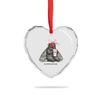 Funny Mothman Mothma'am Cute Pink Bow Coquette Heart Crystal Glass Ornament