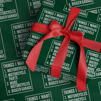 Funny Motorcycle Lovers Wrapping Paper Roll Things I Want Vintage Garage Graphic Bikers Club
