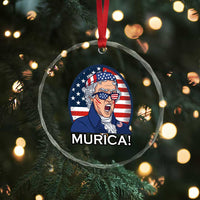 Funny Murica Thomas Jefferson Crystal Glass Ornament Founding Father Gift