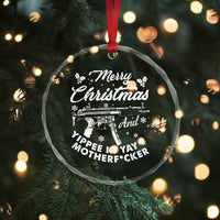 Funny Nakatomi Plaza Crystal Glass Ornament Merry Xmas And Yippee Ki Yay Snowflake Gun TS11