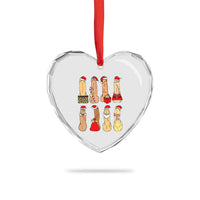 Funny Naughty Christmas Dirty Santa Hat Xmas Adult Humor Heart Crystal Glass Ornament - Wonder Print Shop
