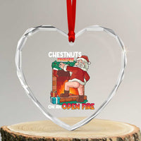 Funny Naughty Santa Heart Crystal Glass Ornament Chestnuts Roasting On An Open Fire Dirty Food Pun Xmas Joke - Wonder Print Shop