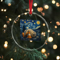 Funny Neil The Seal Starry Night Crystal Glass Ornament Van Gogh Art for Tasmania Seal Lovers
