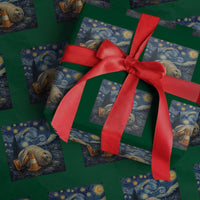 Funny Neil The Seal Starry Night Wrapping Paper Roll Van Gogh Art for Tasmania Seal Lovers