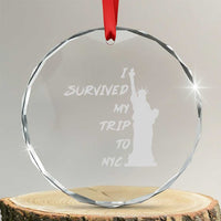 Funny New York City Travel Graphic Crystal Glass Ornament I Survived My Trip To NYC