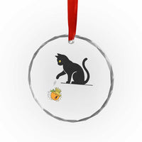 Funny No Kings Black Cat Crystal Glass Ornament Rebellious Cat Lover Gift