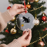 Funny No Kings Black Cat Crystal Glass Ornament Rebellious Cat Lover Gift