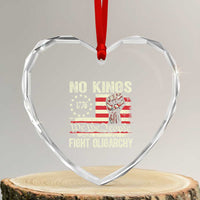 Funny No Kings Fight Oligarchy Heart Crystal Glass Ornament Betsy Ross Flag Hand Fist - Wonder Print Shop