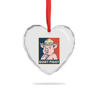 Funny No Kings Quiet Piggy Meme Heart Crystal Glass Ornament Political Humor Gift - Wonder Print Shop
