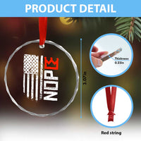 Funny Nope No Kings Vintage American Flag Crystal Glass Ornament - Wonder Print Shop