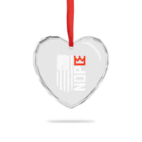 Funny Nope No Kings Vintage American Flag Heart Crystal Glass Ornament - Wonder Print Shop