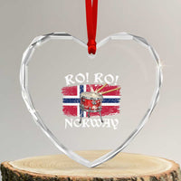 Funny Norway Drummer Ro Ro Heart Crystal Glass Ornament Patriotic Norge Norwegian Flag Rowing Support