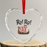 Funny Norwegian Viking Longship Ro Ro Heart Crystal Glass Ornament Retro Norge Norway Flag Football Fans