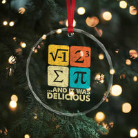 Funny Number Pi Crystal Glass Ornament I Ate Some Pie and It Was Delicious Funny PI Day Math Pun - Wonder Print Shop
