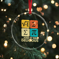Funny Number Pi Crystal Glass Ornament I Ate Some Pie and It Was Delicious Funny PI Day Math Pun TS02